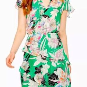 Parker Emerald Hibiscus Dress